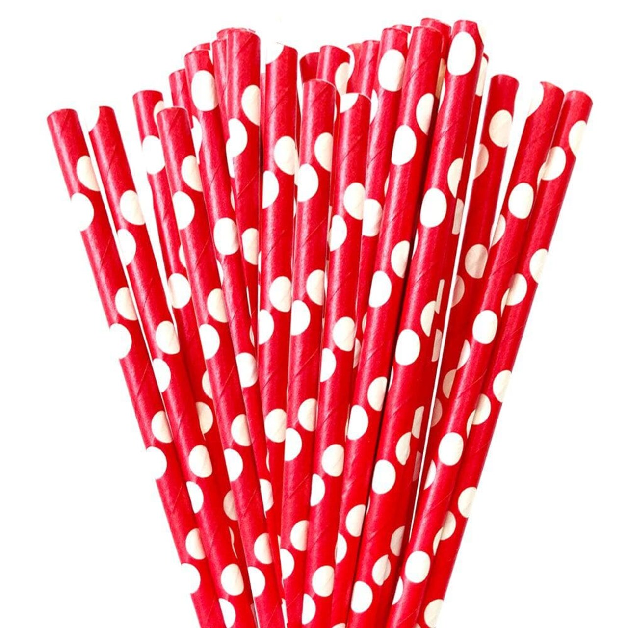Bakell - Red with White Polka Dot Cake Pop Party Straws - 24pc